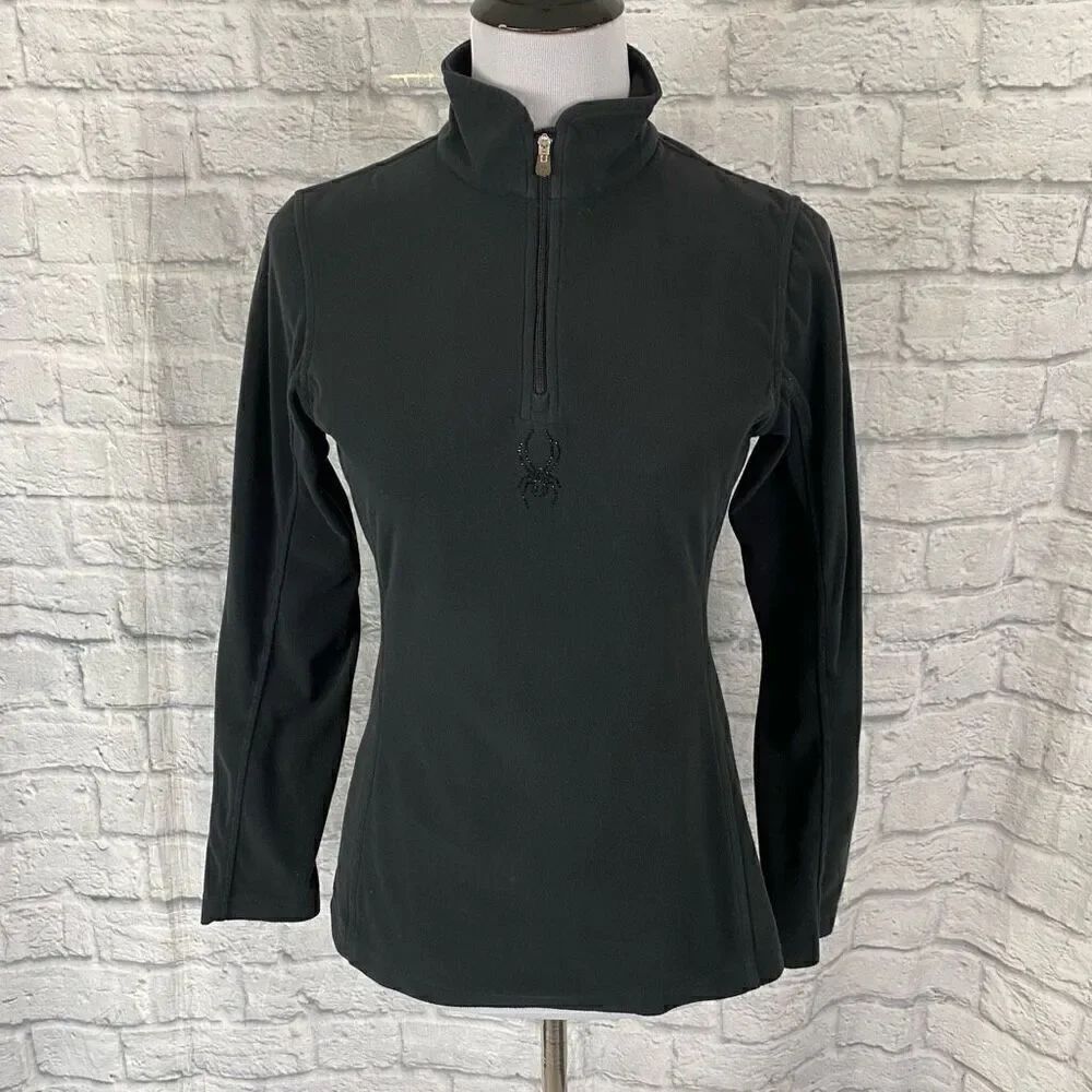 Spyder women sz 8 pullover 1/4 zip w/high collar black